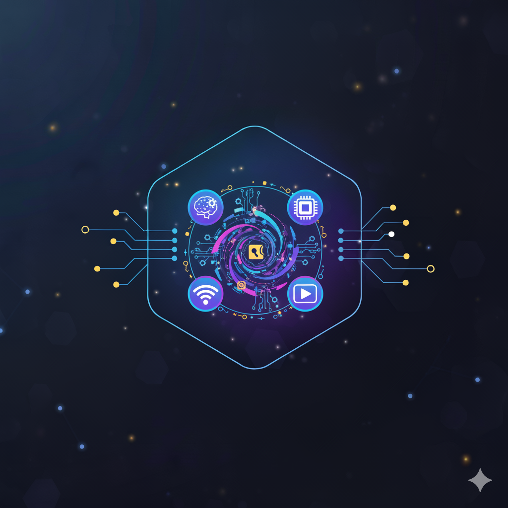 기술 융합을 상징하는 시각 이미지